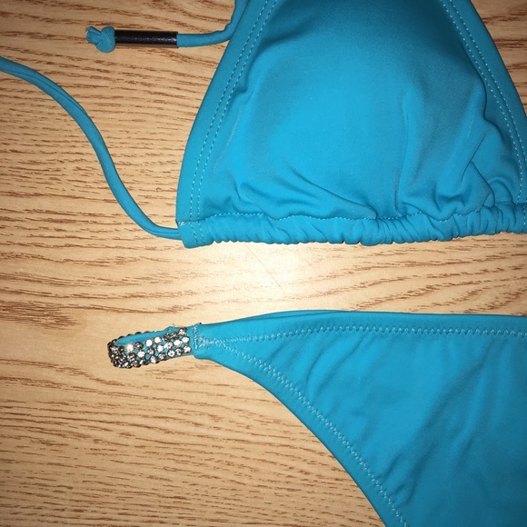 New 2pc Sexy Vintage Playboy Thong Bikini Swimsuit Diamonds Size Large & XL - Picture 11 of 13